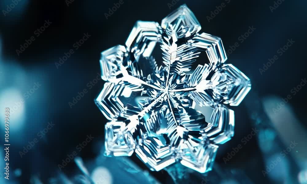 Aufkleber a microscopic view of a snowflake, showcasing its intricate hexagonal structure.