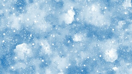 Obraz premium Blue and white snow scene with delicate white snowflakes falling.