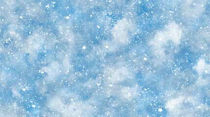 Obraz premium Blue and white snowy background with small white clouds, winter theme