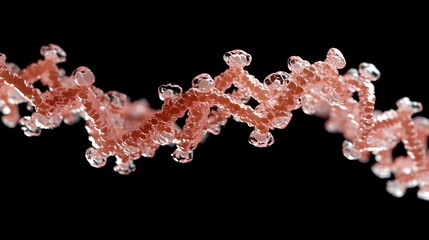 Closeup View of DNA Double Helix Splitting with Nucleotide Bases Pairing on New Strand