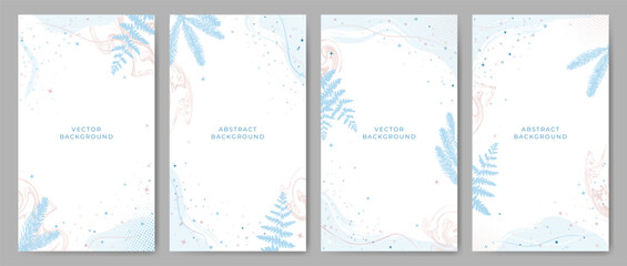 Set of trendy abstract backgrounds in pastel colors. Design templates for social media stories, wallpapers, invitations. Place for text or photo. Vector image.