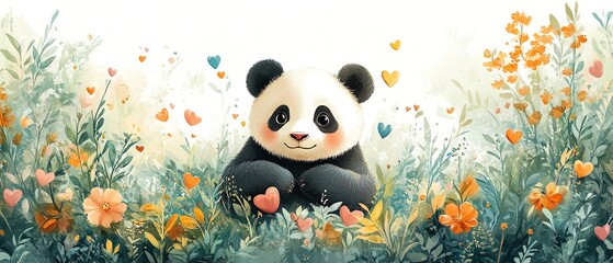 Fototapeta premium Adorable panda featuring pink paw pads