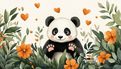 Charming panda with soft pink paw pads