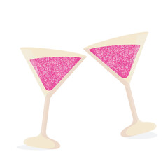 Shiny Pink Martini Glasses