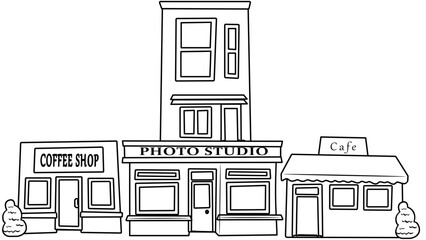 city building Doodle element coloring page cartoon illustration