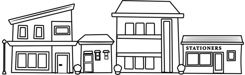 city building Doodle element coloring page cartoon illustration