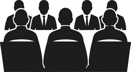 Business Meeting Silhouette Vector Illustration - Corporate Team Discussion