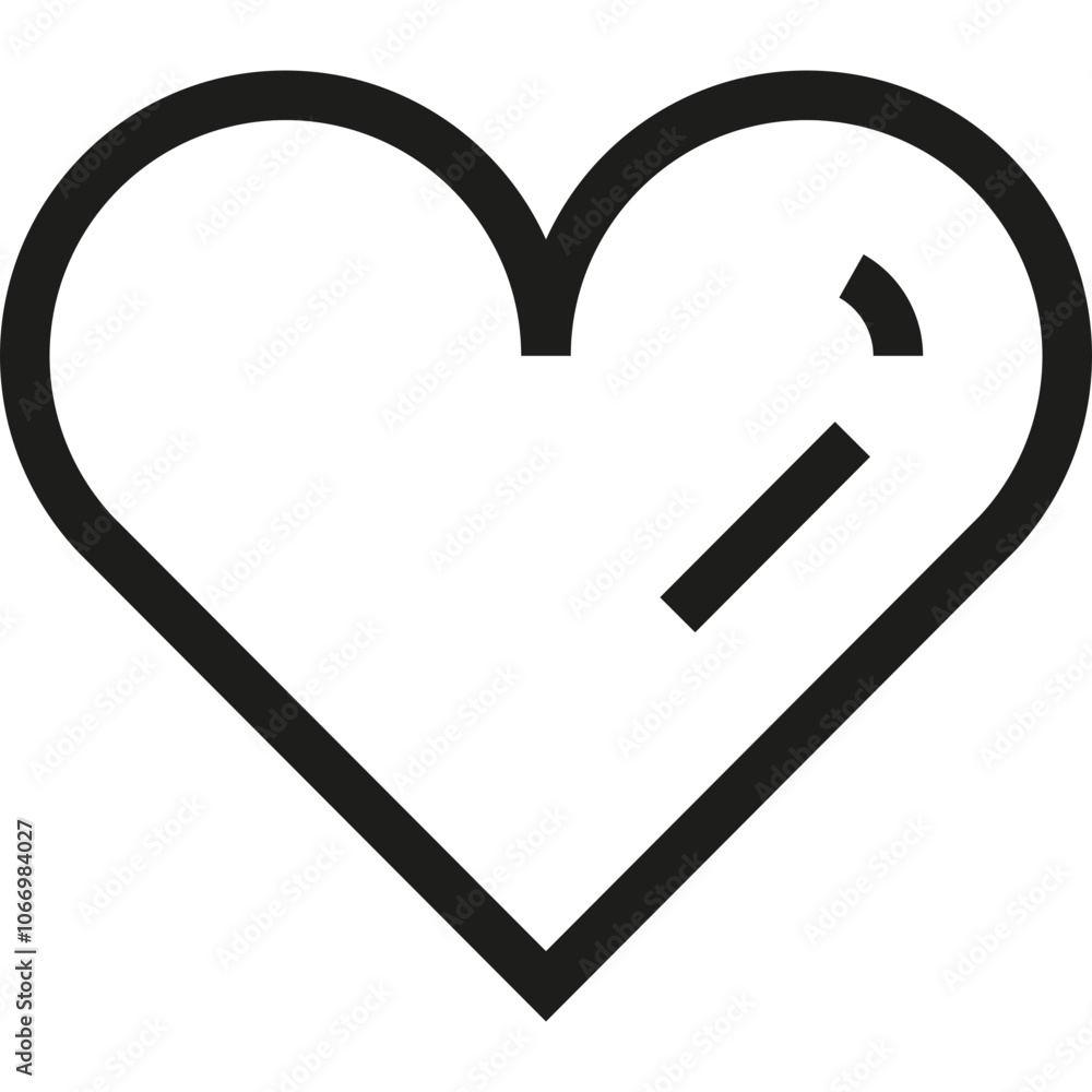 Poster a simple black heart symbol with a unique twist, representing love and affection in a minimalistic s