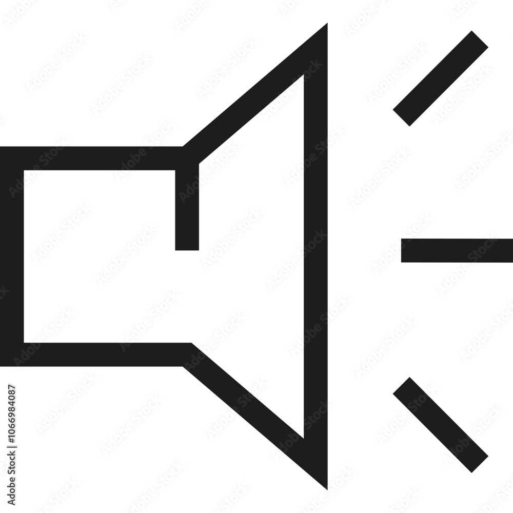 Poster a simple black speaker icon with sound waves, representing audio and communication for digital platf