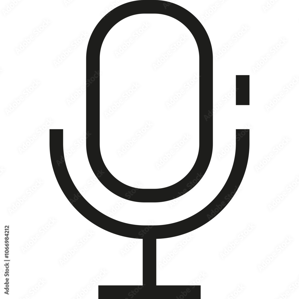 Poster a simple black microphone icon representing audio recording and communication concepts