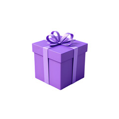 Obraz premium Purple Gift Box Isolated on Transparent Background Cutout PNG