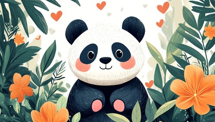 Fototapeta premium Endearing panda with cute pink paw pads