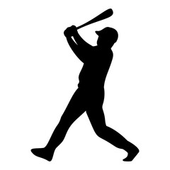 The silhouette of the baseball player who is hitting the ball. Perfect for stickers, icons and elements or advertising ornaments
