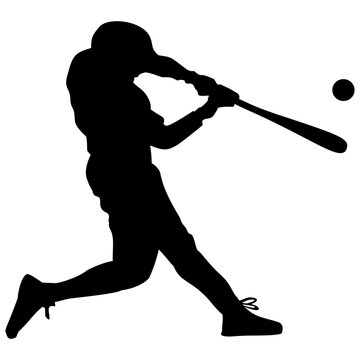 The silhouette of the baseball player who is hitting the ball. Perfect for stickers, icons and elements or advertising ornaments