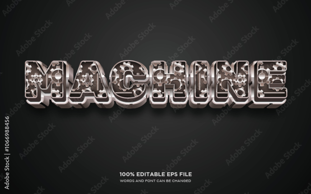 Poster machine 3d editable text style effect