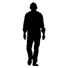 Silhouette of a man walking from behind. Perfect for stickers, icons, logos