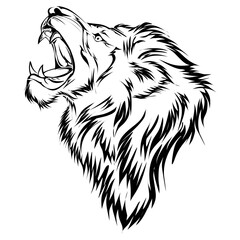 Lion's head silhouette. Perfect for stickers, icons, logos and elements or advertising ornaments