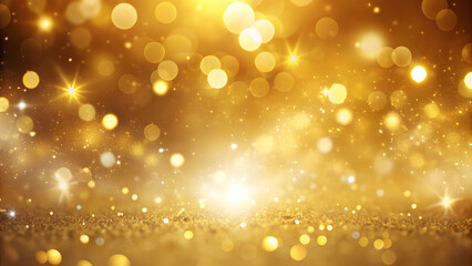 Obraz premium Luxurious Golden Yellow Background with White Light Spots and Dust. Perfect for: weddings, golden anniversaries, luxury events