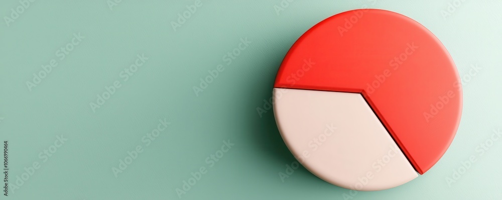 Poster a circular pie chart with red and cream sections sits against a mint-green background, symbolizing d