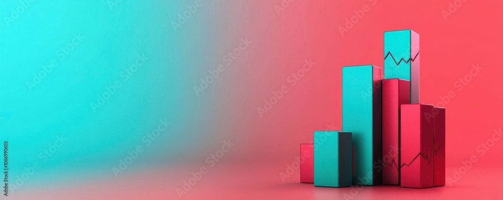 Poster a visually striking graphic featuring colorful bar charts on a gradient background, symbolizing grow