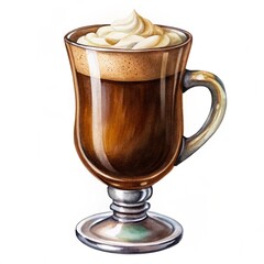The glass of Irish coffee isolated on a white background
