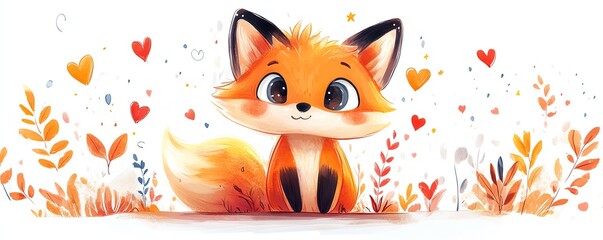 Adorable fox character featuring oversized eyes
