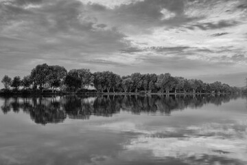 Fototapeta premium Autumn reflection on the fishing pond in Central Bohemian Highlands