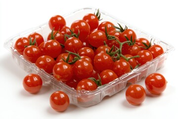 Fresh Mini Cherry Tomatoes in Clear Plastic Container