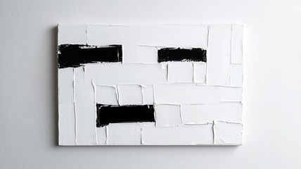 Abstract black and white textured artwork on a white background.