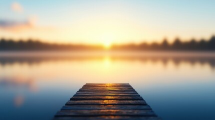 Fototapeta premium Serene Morning at the Dock with Misty Sunrise