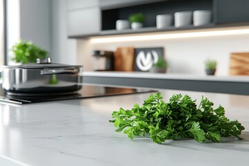 Stylized 3D Illustration of Fresh Parsley Leaves
