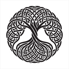 Celtic Tree of Life Silhouette - Intricate Vector Clipart Design