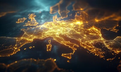 European telecommunication and data transfer networks with global internet connectivity for communication technology.