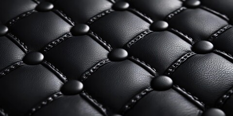 Naklejka premium Close-Up Texture of Black Leather Upholstery