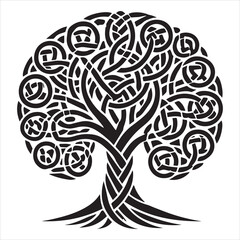 Fototapeta premium Celtic Tree of Life Silhouette - Intricate Vector Clipart Design