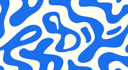 Abstract Blue and White Wavy Pattern Background. Modern Fluid Wave Design. Minimalist Blue Flowing Lines.