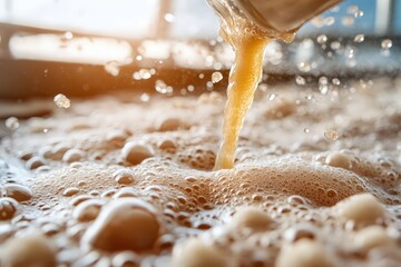 Yeast Added to Grape Juice for Fermentation Process