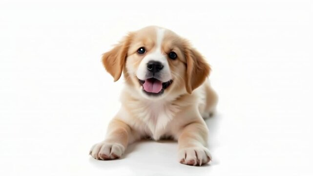 golden retriever puppy on white background