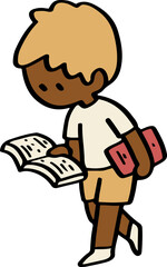 illustration of child enjoy reading a book.