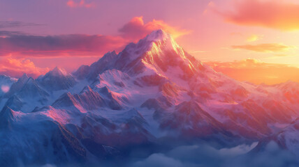 Obraz premium Majestic sunrise illuminating the stunning peaks of the caucasus mountains in breathtaking colors