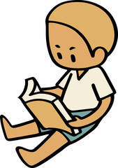 illustration of child enjoy reading a book.