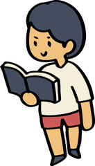 illustration of child enjoy reading a book.