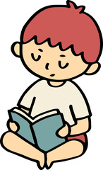 illustration of child enjoy reading a book.