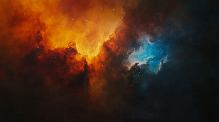 Colorful nebula illuminated by stars in deep space during a cosmic event