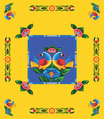 A set of floral borders with a border of flowers Colorful Rickshaw painting