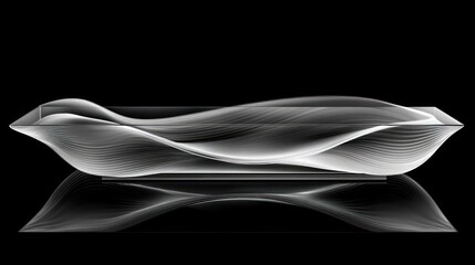 Obraz premium Abstract glass sculpture with flowing lines and a reflective surface.