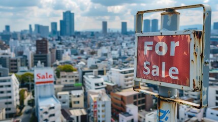 Close-up of a modern apartment building with a for-sale sign. Building, real estate, property, housing,city,investment, finance, cost, expensive,home,lifestyle, city living
