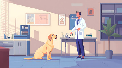  Veterinarian examining a dog in a clean, welcoming animal clinic1