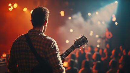 Obraz premium Musician performing live on stage with an enthusiastic audience1