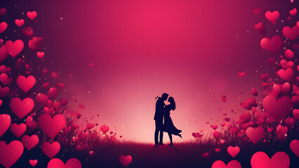 Obraz premium Valentine's day concept wallpaper, Valentine's day background, Valentine's day illustration, red heart, pink heart, ai generated